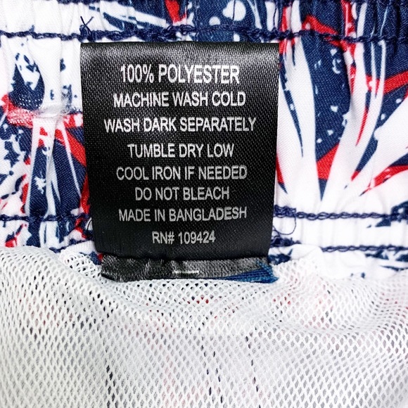 NWOT Jake Austin Fireworks Swim Trunks Red White Blue Men’s Sz S - Picture 6 of 7